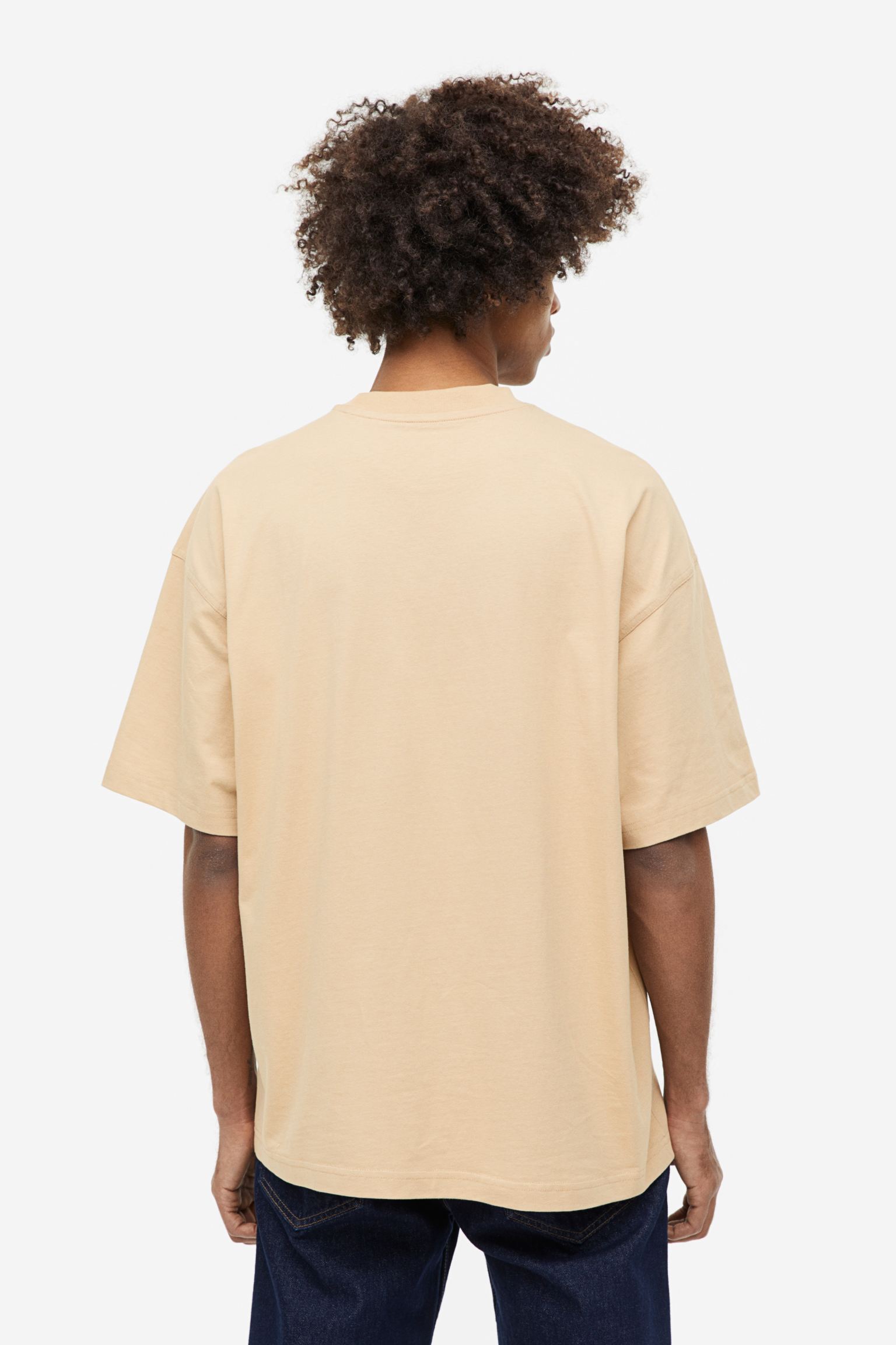 Beige Solid Oversized T-shirt for Men - Hawkz Lifestyle